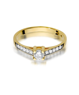 Złoty Pierścionek 14k Brylant Diamenty 0,44ct Certyfikat