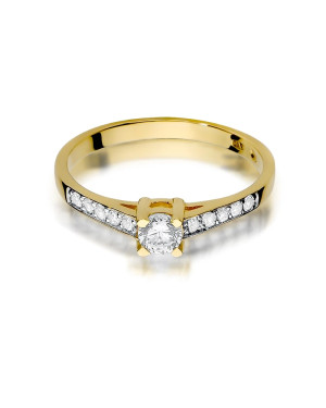 Złoty Pierścionek 14k Brylant Diamenty 0,44ct Certyfikat