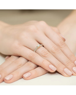 Gold Ring 14k Brilliant Diamonds 0.44ct Certificate