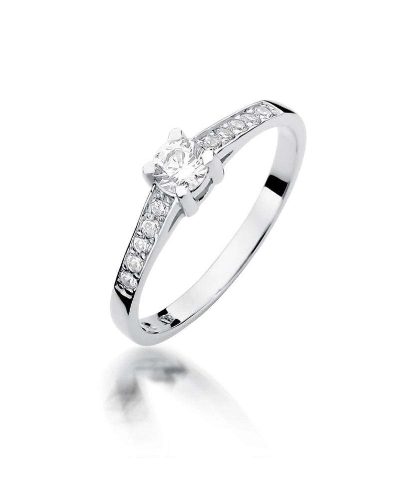 Złoty pierścionek zaręczynowy diamenty białe złoto 0,44ct
