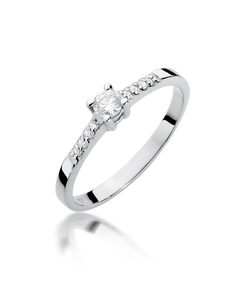 Złoty pierścionek zaręczynowy diamenty białe złoto 0,22ct