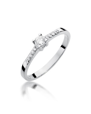 Złoty pierścionek zaręczynowy diamenty białe złoto 0,22ct