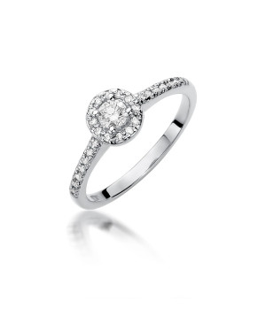 Złoty pierścionek z diamentami białe złoto 0,28ct