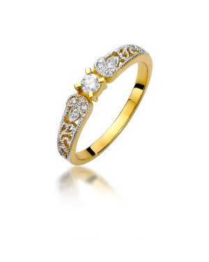 Złoty Pierścionek 14k Brylanty 0,13ct