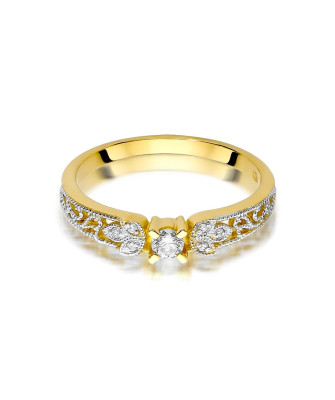 Złoty Pierścionek 14k Brylanty 0,13ct