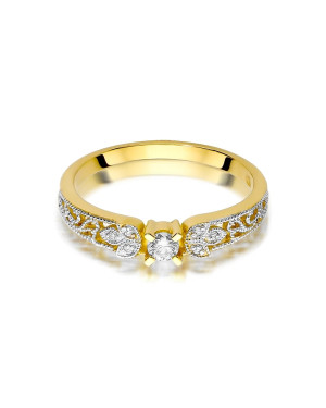 Złoty Pierścionek 14k Brylanty 0,13ct