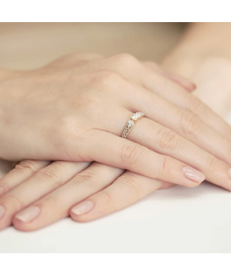 Złoty Pierścionek 14k Brylanty 0,13ct