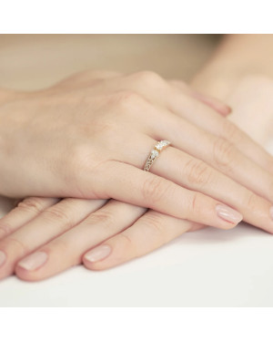 Złoty Pierścionek 14k Brylanty 0,13ct