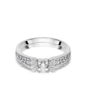 14k White Gold Ring Diamonds 0.13ct