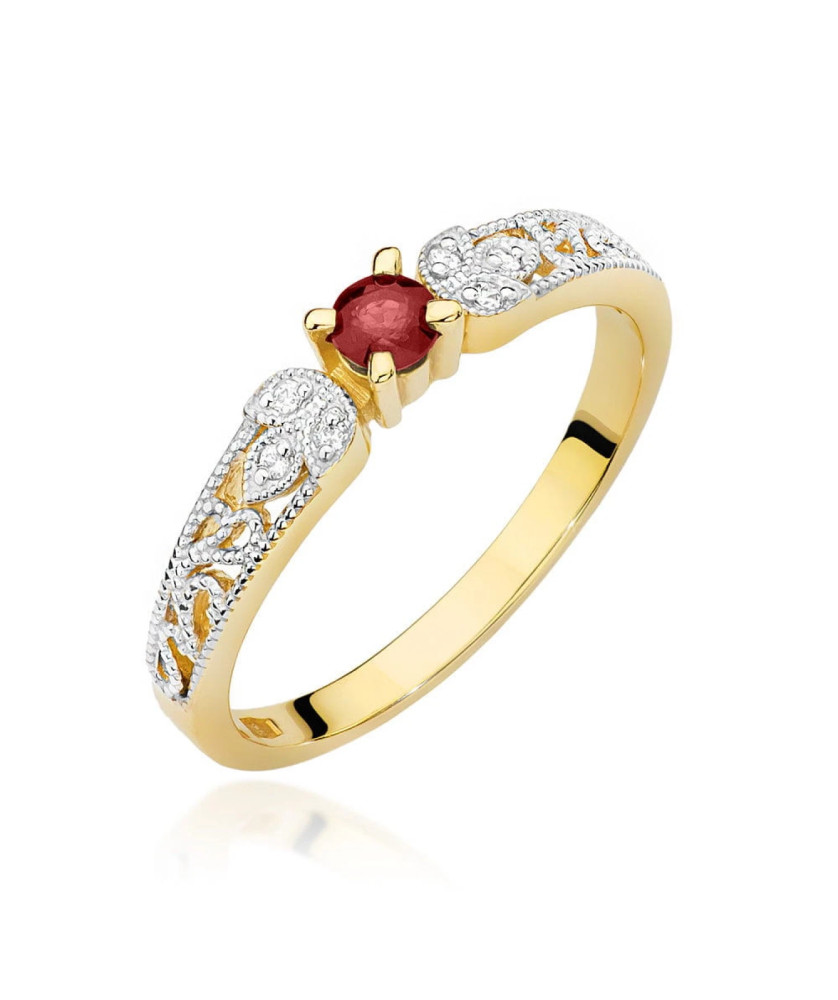 Pierścionek z rubin złoty 0,15ct