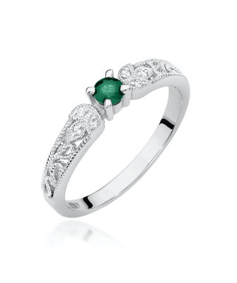 Emerald ring white gold 0.15ct