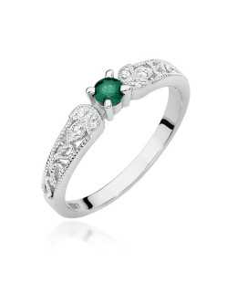 Emerald ring white gold 0.15ct