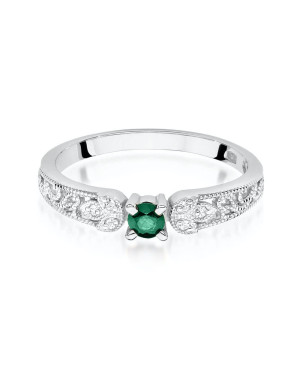 Emerald ring white gold 0.15ct