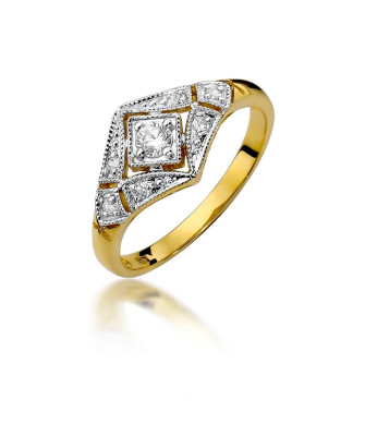 Złoty Pierścionek 14k Brylanty 0,19ct