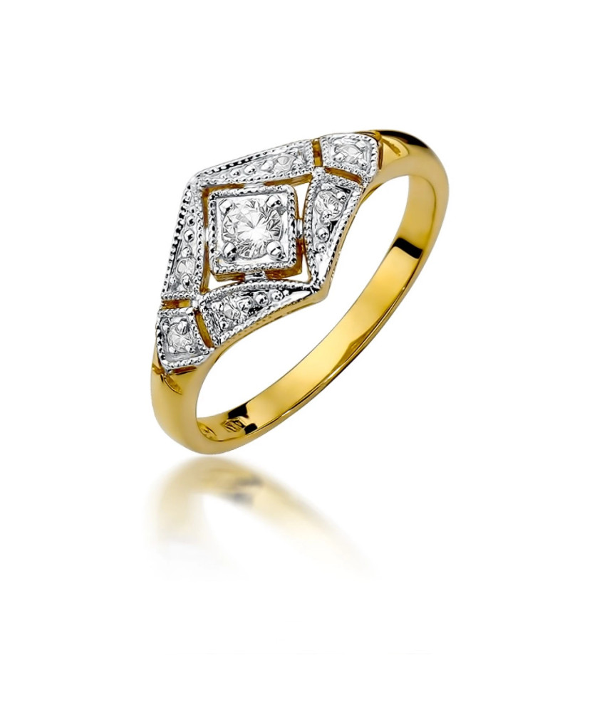 Złoty Pierścionek 14k Brylanty 0,19ct