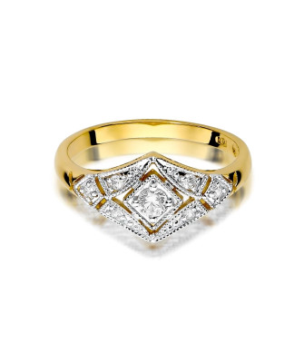 Złoty Pierścionek 14k Brylanty 0,19ct