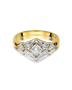 Złoty Pierścionek 14k Brylanty 0,19ct