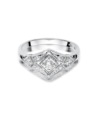 Pierścionek złoty 14k diamenty białe złoto 0,19ct