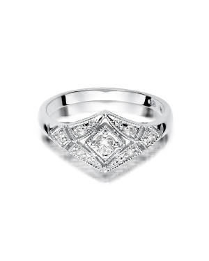 Pierścionek złoty 14k diamenty białe złoto 0,19ct