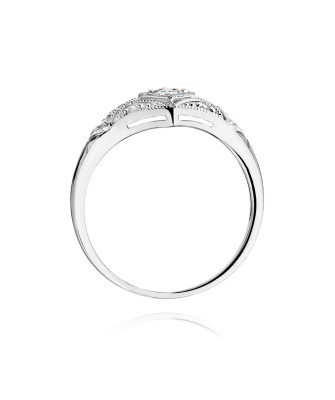 Pierścionek złoty 14k diamenty białe złoto 0,19ct