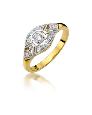 Złoty Pierścionek 14k Brylanty 0,19ct Certyfikat
