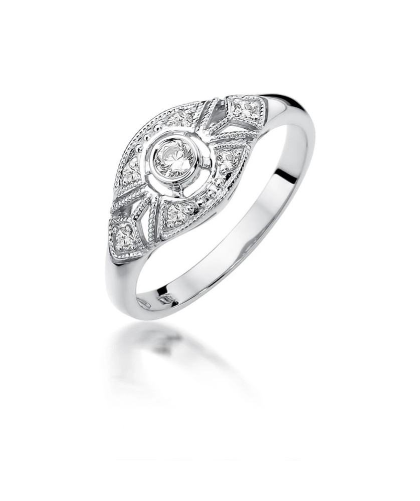Pierścionek złoty 14k diamenty białe złoto 0,19ct