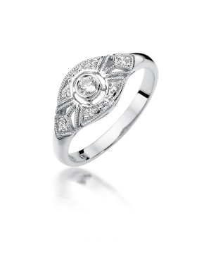 Pierścionek złoty 14k diamenty białe złoto 0,19ct