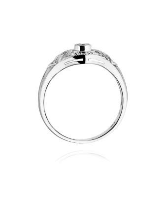 Pierścionek złoty 14k diamenty białe złoto 0,19ct