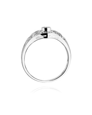 Pierścionek złoty 14k diamenty białe złoto 0,19ct