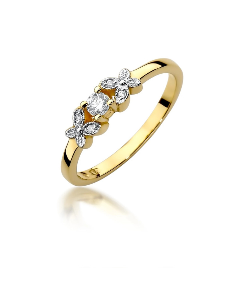 Pierścionek z diamentem motylki 0,12ct certyfikat