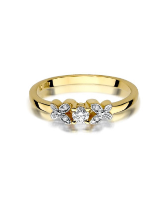 Pierścionek z diamentem motylki 0,12ct certyfikat