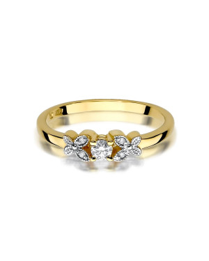 Pierścionek z diamentem motylki 0,12ct certyfikat