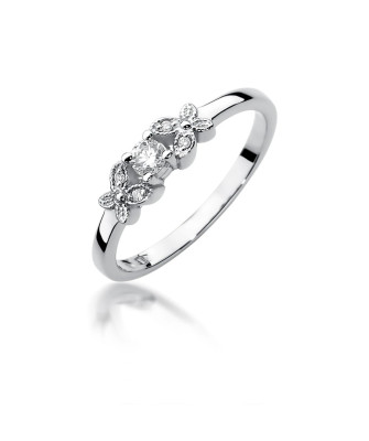 Pierścionek z diamentem białe złoto 0,12ct certyfikat