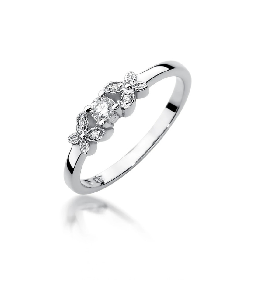 Pierścionek z diamentem białe złoto 0,12ct certyfikat