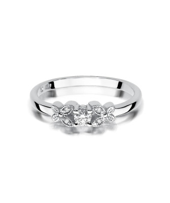 Pierścionek z diamentem białe złoto 0,12ct certyfikat