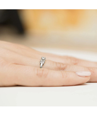 Pierścionek z diamentem białe złoto 0,12ct certyfikat