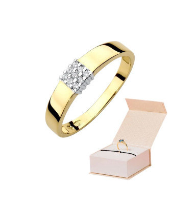Pierścionek obrączka z diamentami 0,08ct