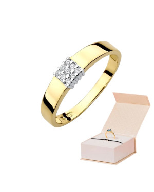 Pierścionek obrączka z diamentami 0,08ct