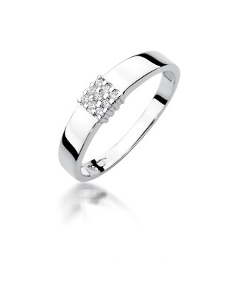 Pierścionek obrączka z diamentami białe złoto 0,08ct