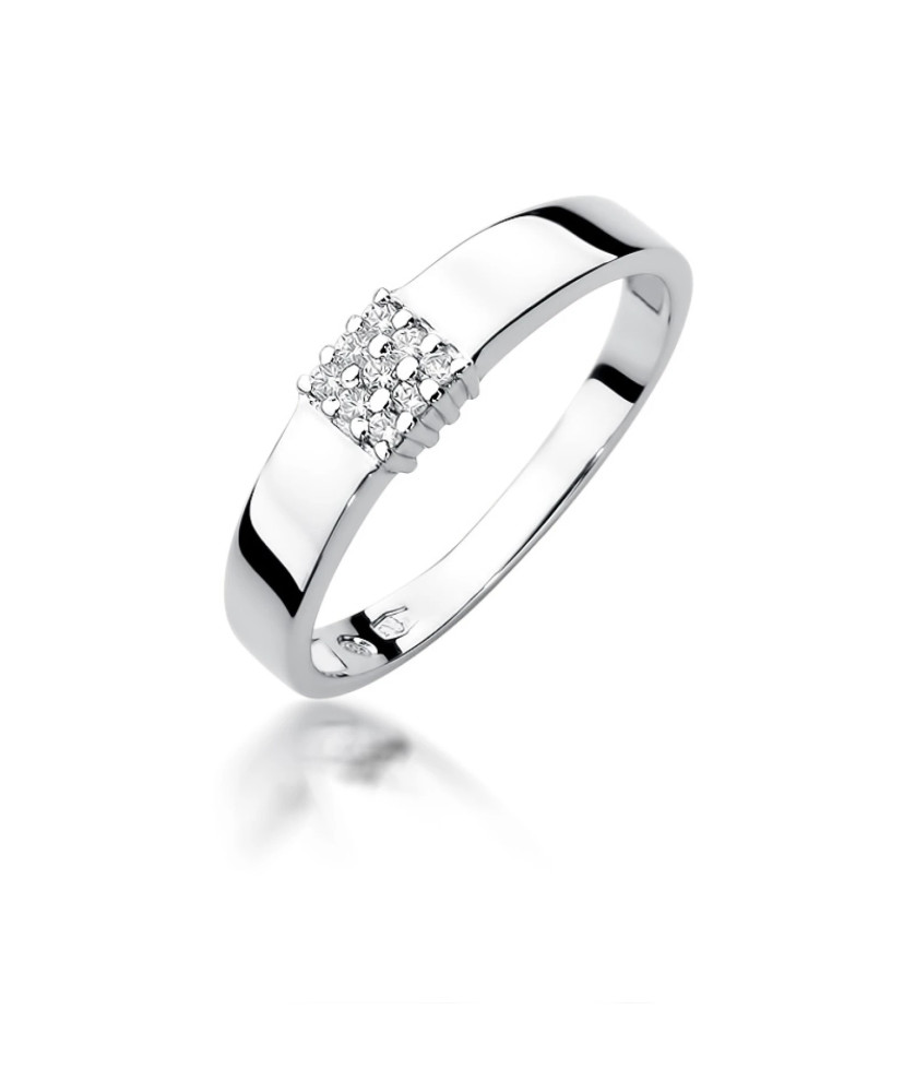 Pierścionek obrączka z diamentami białe złoto 0,08ct