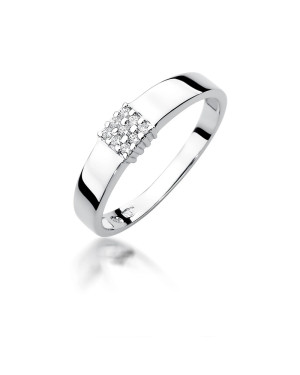 Pierścionek obrączka z diamentami białe złoto 0,08ct