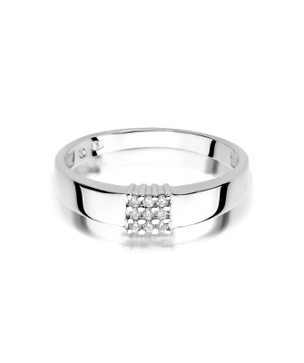 Pierścionek obrączka z diamentami białe złoto 0,08ct