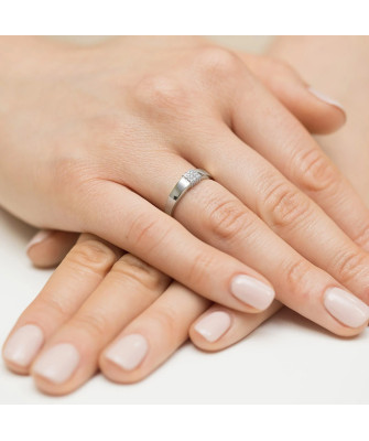 Ring band with diamonds white gold 0.08ct