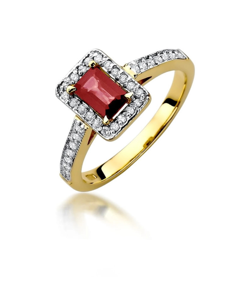 Ring with ruby and diamonds 14k