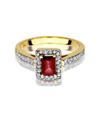 Ring with ruby and diamonds 14k