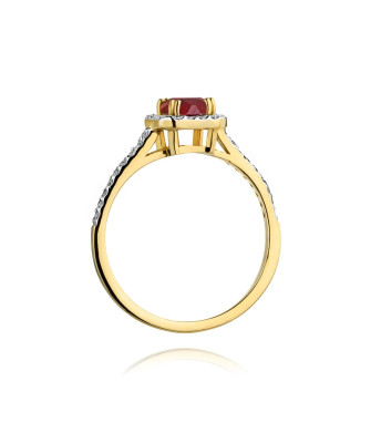 Pierścionek z rubinem i diamentami 14k