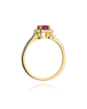 Pierścionek z rubinem i diamentami 14k