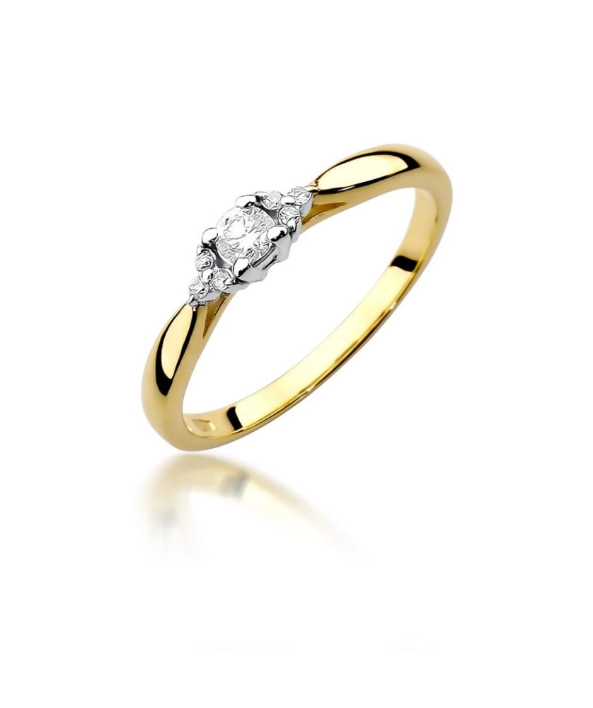 Złoty Pierścionek 14k Brylant Diamenty 0,13ct