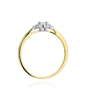 Złoty Pierścionek 14k Brylant Diamenty 0,13ct