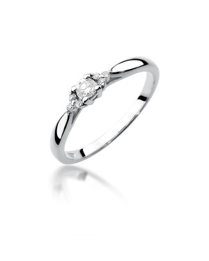 Złoty Pierścionek 14k Białe Złoto Brylant Diamenty 0,13ct